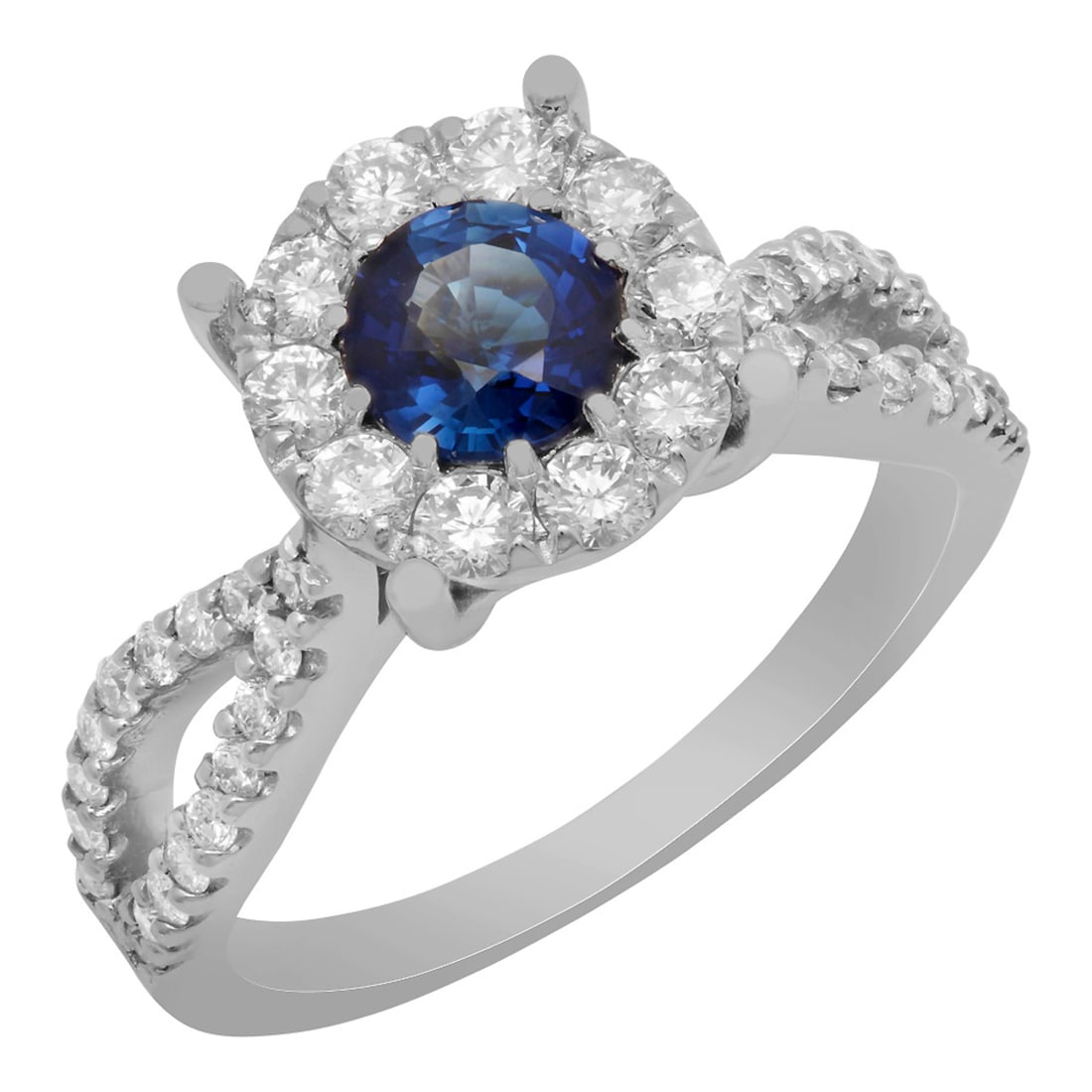 14k White Gold 0.75ct Lab Created Sapphire 0.82ct Diamond Ring: Retail: $6,325.00 ****** 14k White Gold 0.75ct Lab Created Sapphire 0.82ct Diamond Ring ****** Metal: 14K White Gold / Total Item Weight: 4.50 grams / Country Made: United States / / Main Stone: Lab