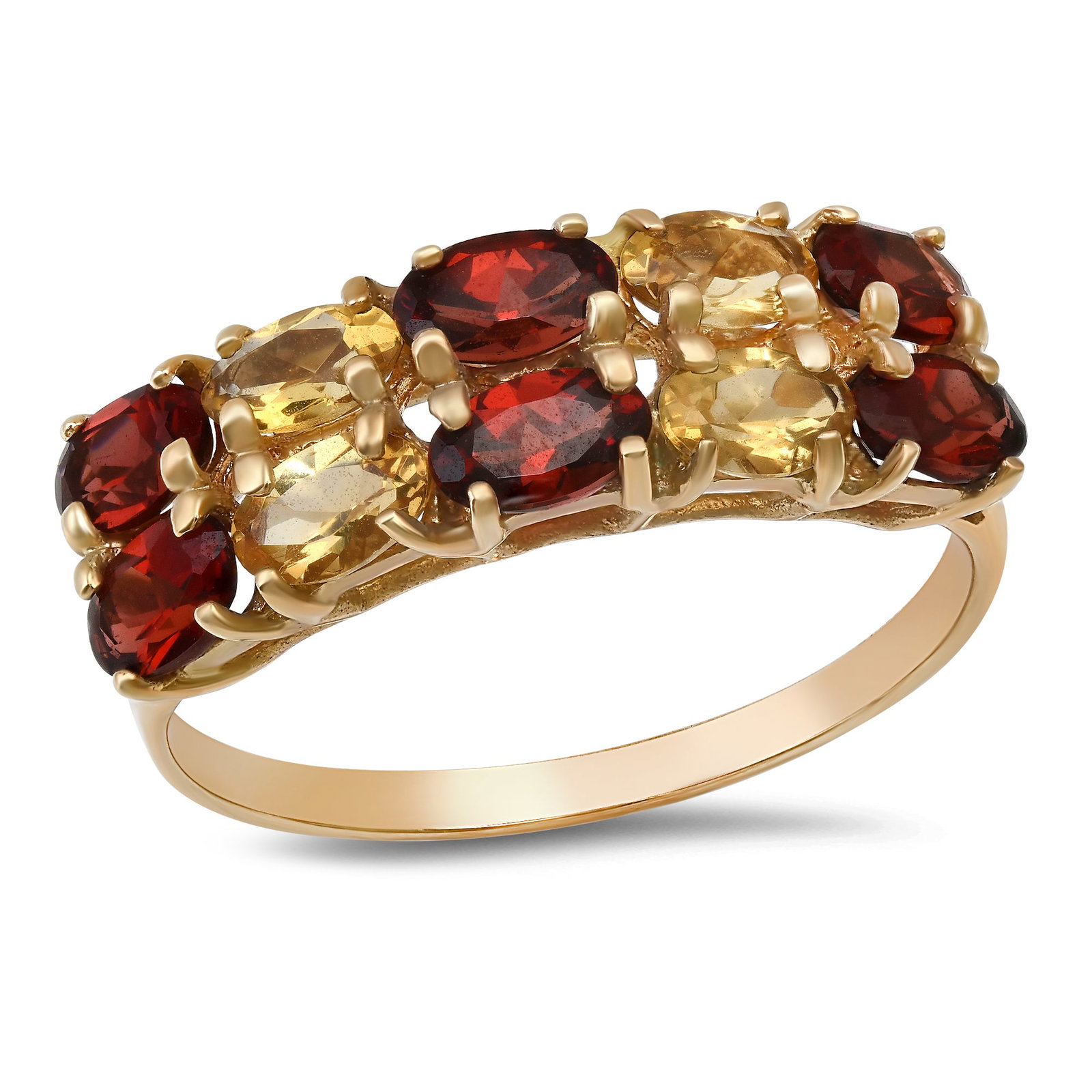10K Yellow Gold Ladies Ring with 1.98ct Garnet and 0.92ct Citrine: Retail: $1,634.00 ****** 10K Yellow Gold Ladies Ring with 1.98ct Garnet and 0.92ct Citrine ****** Size: 9 (we offer free resizing to winning bidders) / Metal: 10K Yellow Gold / Total Item Weight: 2.7