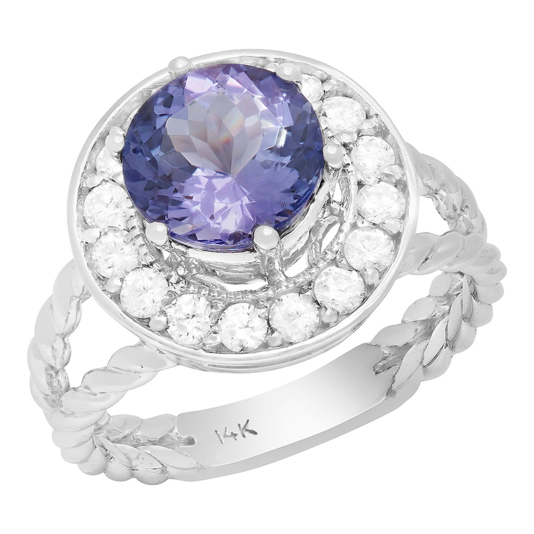 14k White Gold 2.26ct Tanzanite 0.52ct Diamond Ring: Retail: $4,970.00 ****** 14k White Gold 2.26ct Tanzanite 0.52ct Diamond Ring ****** Metal: 14K White Gold / Total Item Weight: 5.00 grams / Country Made: United States / / Main Stone: Tanzanite /