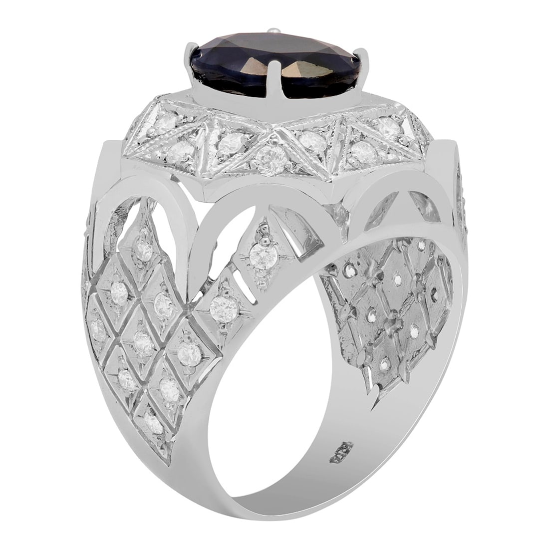 14k White Gold 5.13ct Sapphire 1.04ct Diamond Ring - 2