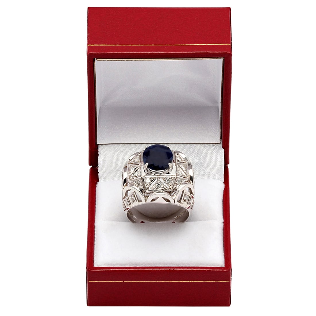 14k White Gold 5.13ct Sapphire 1.04ct Diamond Ring - 3