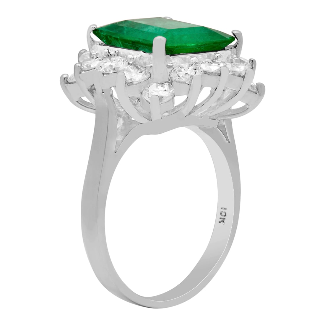 14k White Gold 4.21ct Emerald 2.01ct Diamond Ring - 2
