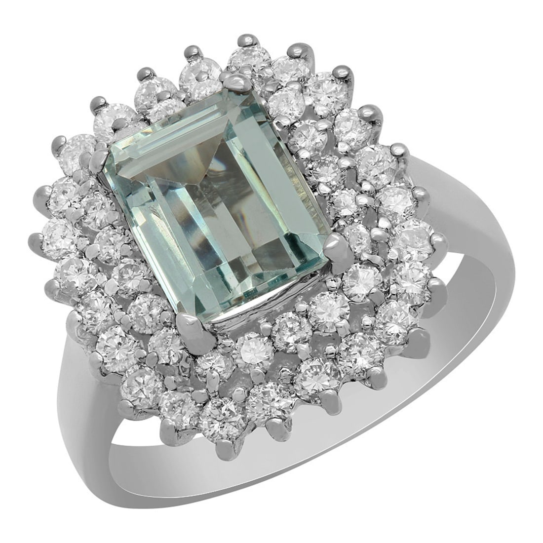 14k White Gold 2.03ct Aquamarine 1.12ct Diamond Ring: Retail: $6,825.00 ****** 14k White Gold 2.03ct Aquamarine 1.12ct Diamond Ring ****** Metal: 14K White Gold / Total Item Weight: 7.40 grams / Country Made: United States / / Main Stone: Aquamarine / Co