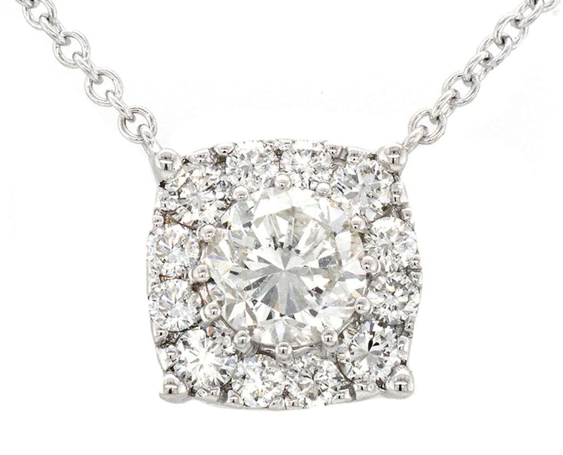 18K White Gold Ladies Necklace with 0.70ct Center Diamond and 0.38ct tw Adjacent Diamonds: Retail: $11,500.00 ****** 18K White Gold Ladies Necklace with 0.70ct Center Diamond and 0.38ct tw Adjacent Diamonds ****** Metal: 18K White Gold / Total Item Weight: 3.3 Grams / Country Made: United