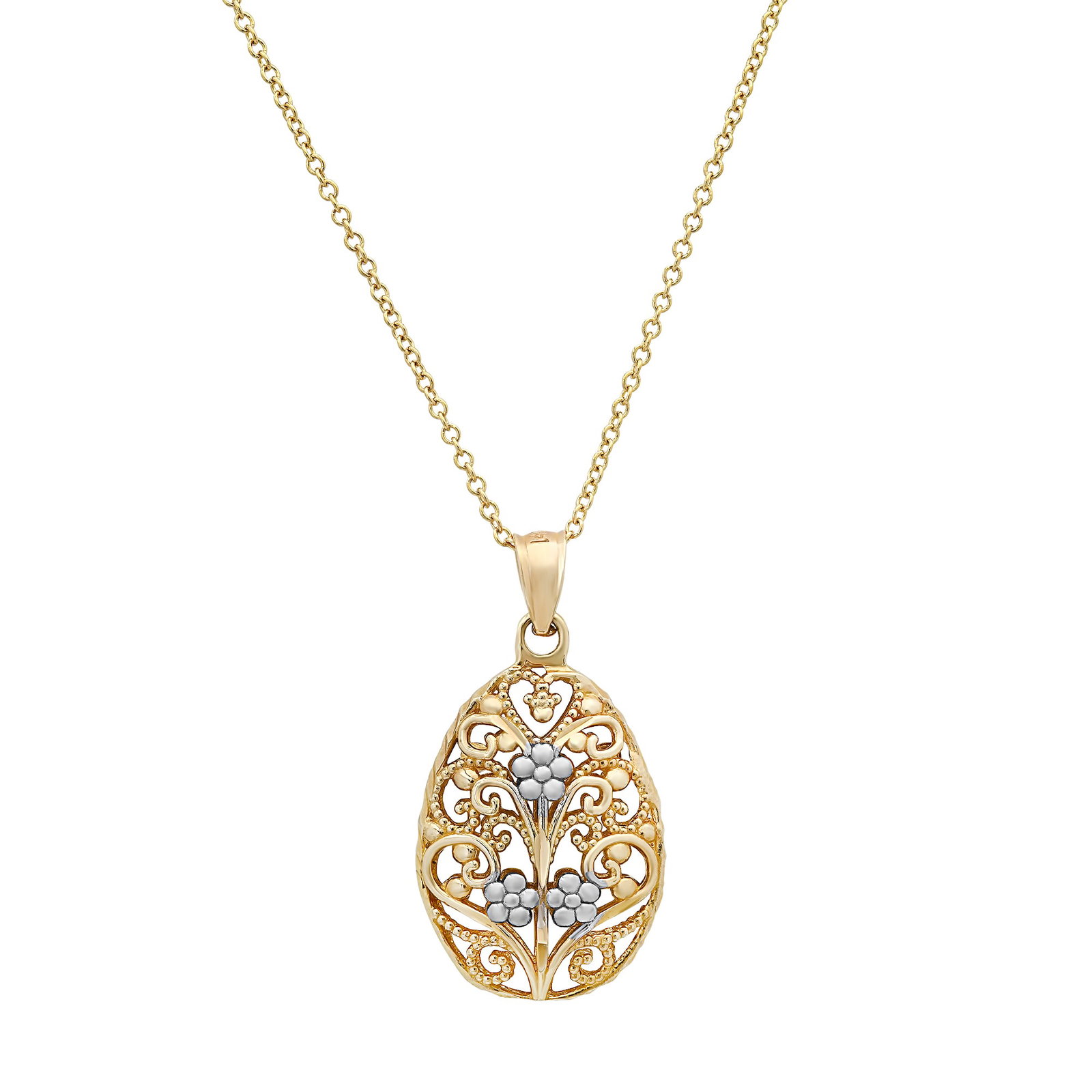 14K Yellow and White Gold Floral Motif Pendant: Retail: $800.00 ****** 14K Yellow and White Gold Floral Motif Pendant ****** Size: 18 Chain / Metal: 14K Yellow and White Gold / Total Item Weight: 3.1 Grams / Country Made: United States / / Main Sto