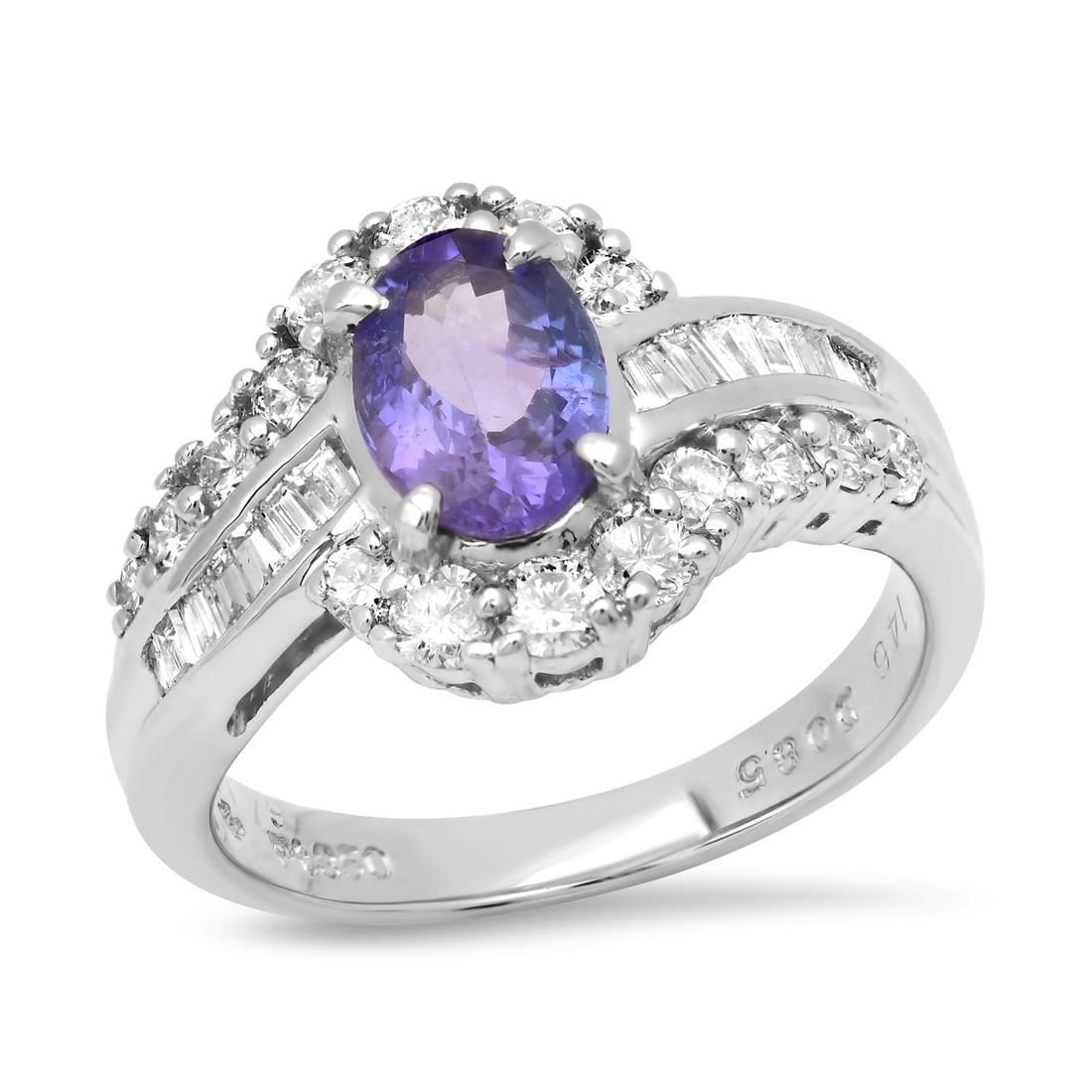 Platinum Setting with 1.79ct Tanzanite and .85ct Diamond Ladies Ring: Retail: $6,940.00 ****** Platinum Setting with 1.79ct Tanzanite and .85ct Diamond Ladies Ring ****** Size: 6 (we offer free resizing to winning bidders) / Metal: Platinum / Total Item Weight: 6.3