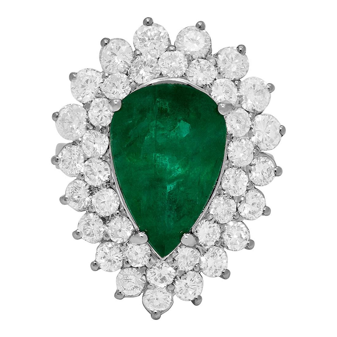 14k White Gold 5.20ct Emerald 2.78ct Diamond Ring - 3