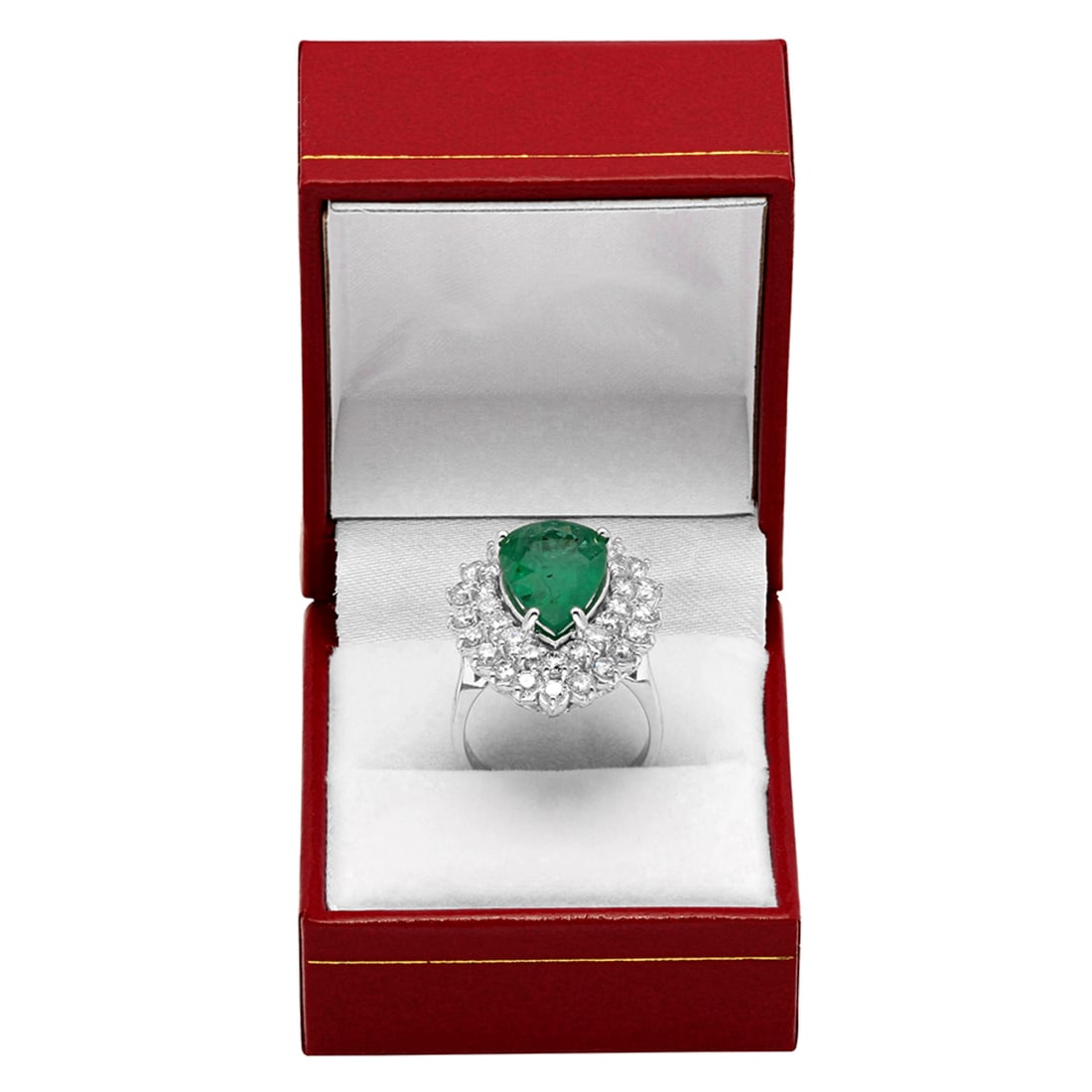14k White Gold 5.20ct Emerald 2.78ct Diamond Ring - 4