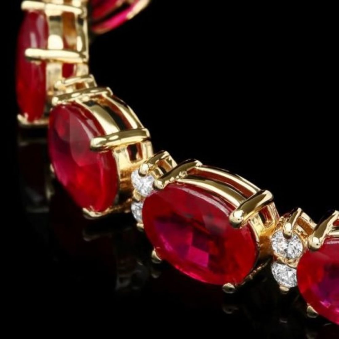 14k Gold 35.99ct Ruby 1.46ct Diamond Bracelet - 2