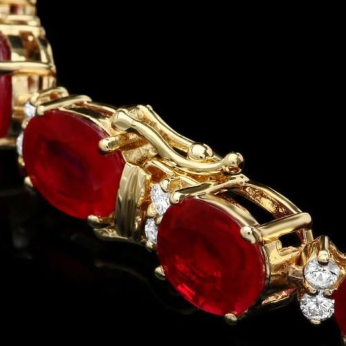 14k Gold 35.99ct Ruby 1.46ct Diamond Bracelet - 3