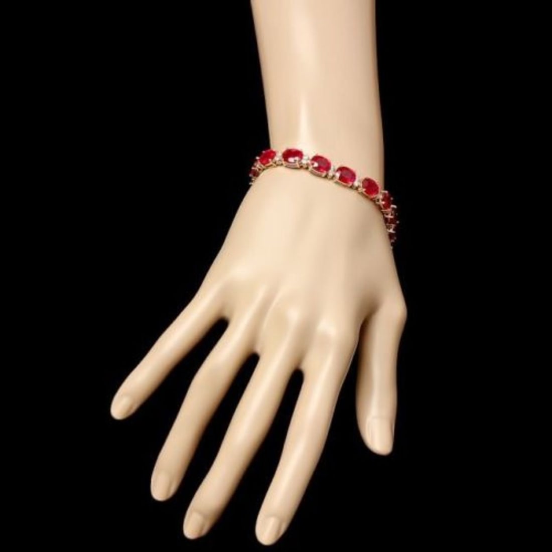 14k Gold 35.99ct Ruby 1.46ct Diamond Bracelet - 4