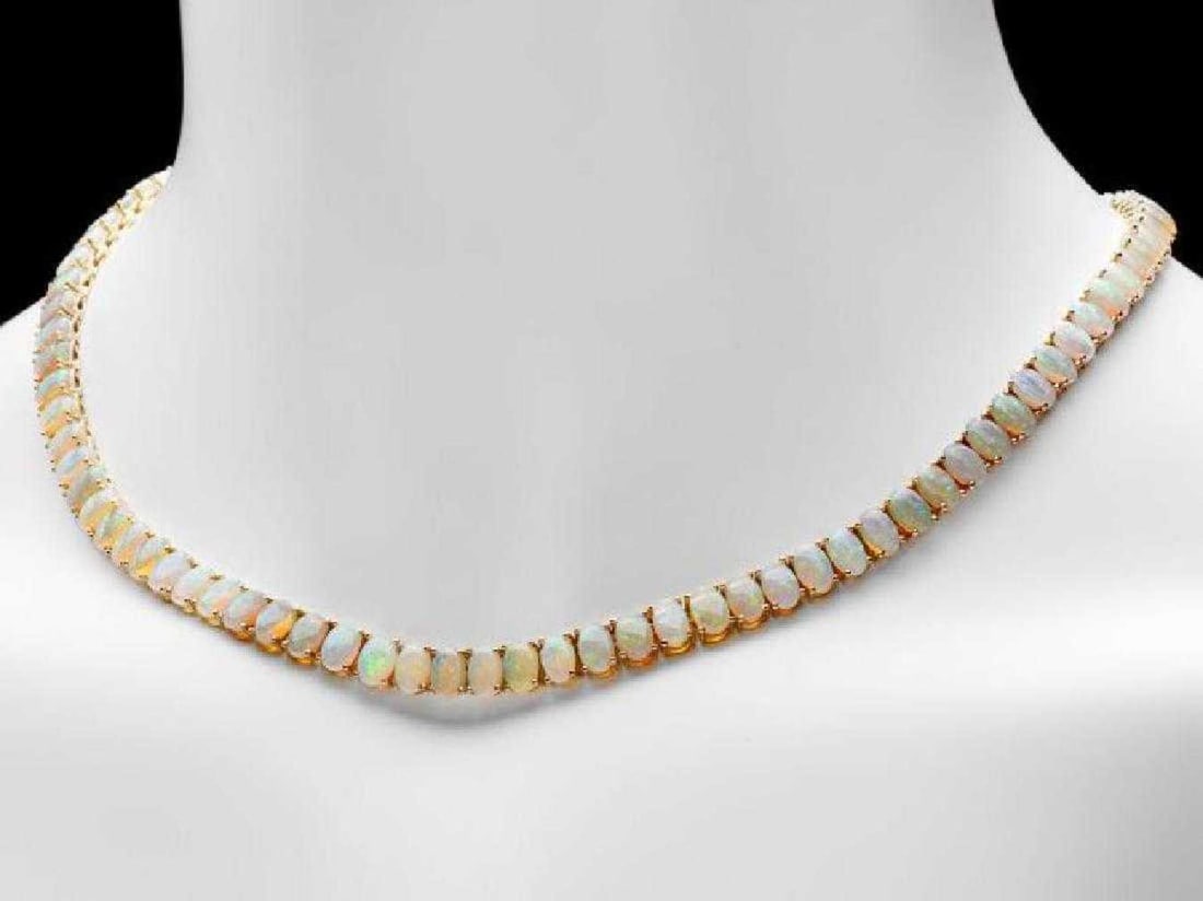 14K Yellow Gold and 29.79ct Opal Necklace - 5