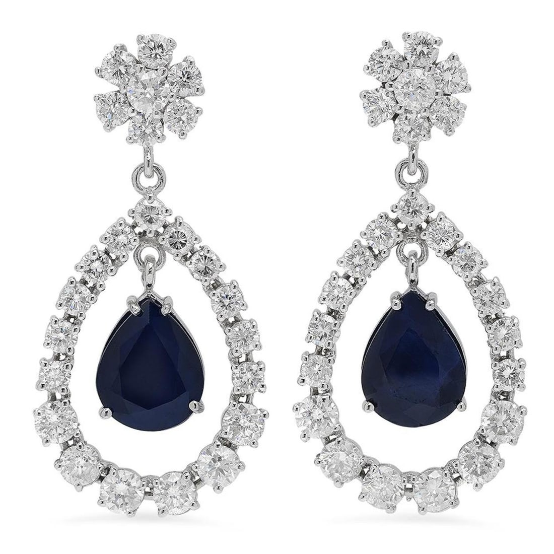14K Gold 10.14ct Sapphire 7.11ct Diamond Earrings: Retail: $21,100.00 ****** 14K Gold 10.14ct Sapphire 7.11ct Diamond Earrings ****** Metal: 14K Solid Gold / Total Item Weight: 12.7 grams / Country Made: United States / / Main Stone: Sapphire / Color: