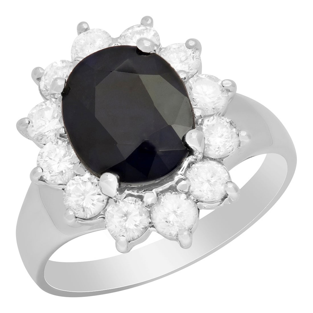 14k White Gold 3.16ct Sapphire 1.16ct Diamond Ring: Retail: $6,940.00 ****** 14k White Gold 3.16ct Sapphire 1.16ct Diamond Ring ****** Metal: 14K White Gold / Total Item Weight: 5.10 grams / Country Made: United States / / Main Stone: Sapphire /