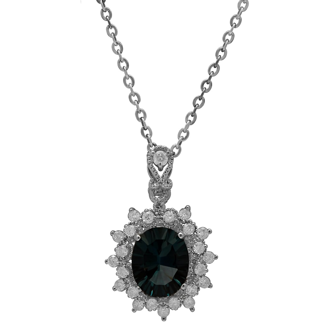 14k White Gold 2.91ct Blue Topaz 0.54ct Diamond Pendant: Retail: $4,295.00 ****** 14k White Gold 2.91ct Blue Topaz 0.54ct Diamond Pendant ****** Metal: 14K White Gold / Total Item Weight: 3.10 grams / Country Made: United States / / Main Stone: Blue Topaz /
