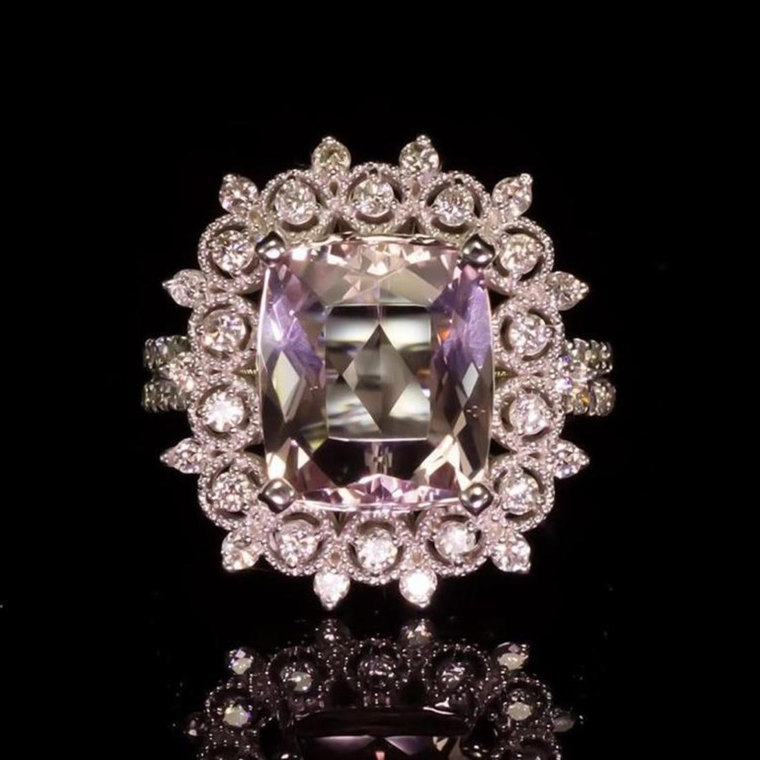 14K White Gold 3.79ct Morganite and 0.92ct Diamond Ring: Retail: $11,500.00 ****** 14K White Gold 3.79ct Morganite and 0.92ct Diamond Ring ****** Metal: 14K White Gold / Total Item Weight: 8.2 Grams / Country Made: United States / / Main Stone: Morganite /