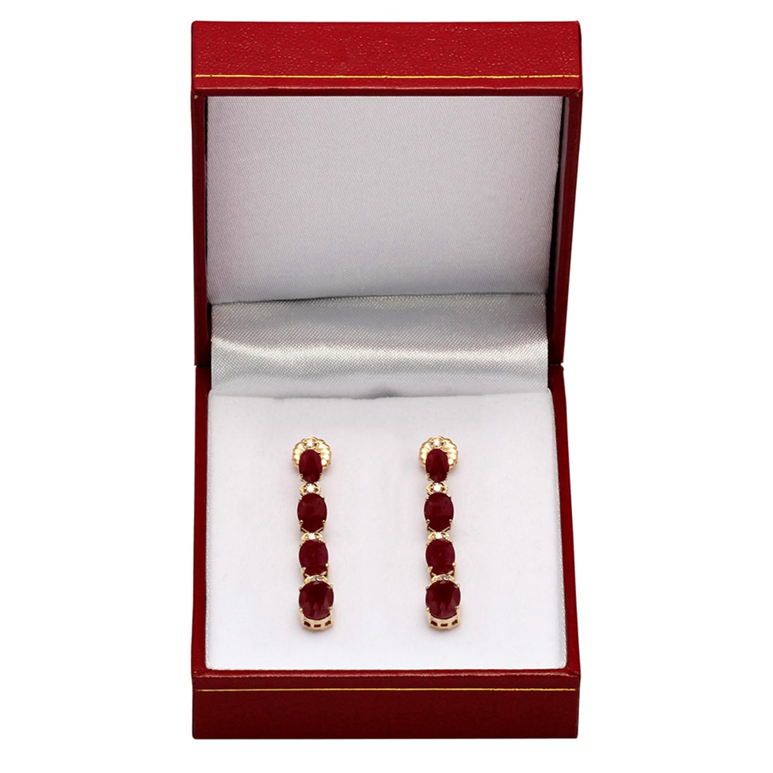 14k Yellow Gold 8.64ct Ruby 0.28ct Diamond Earrings - 3
