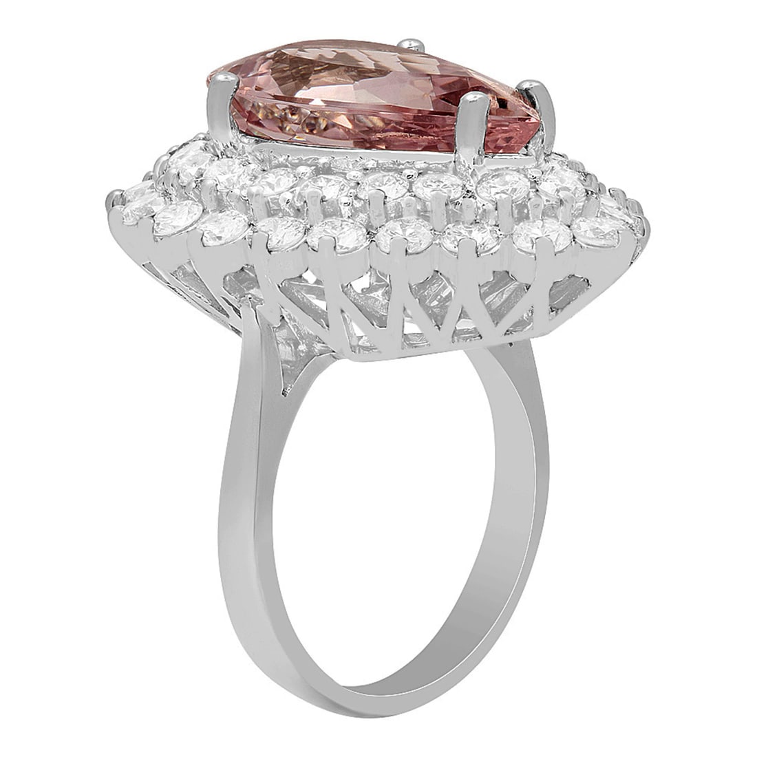 14k White Gold 7.62ct Kunzite 2.68ct Diamond Ring - 2