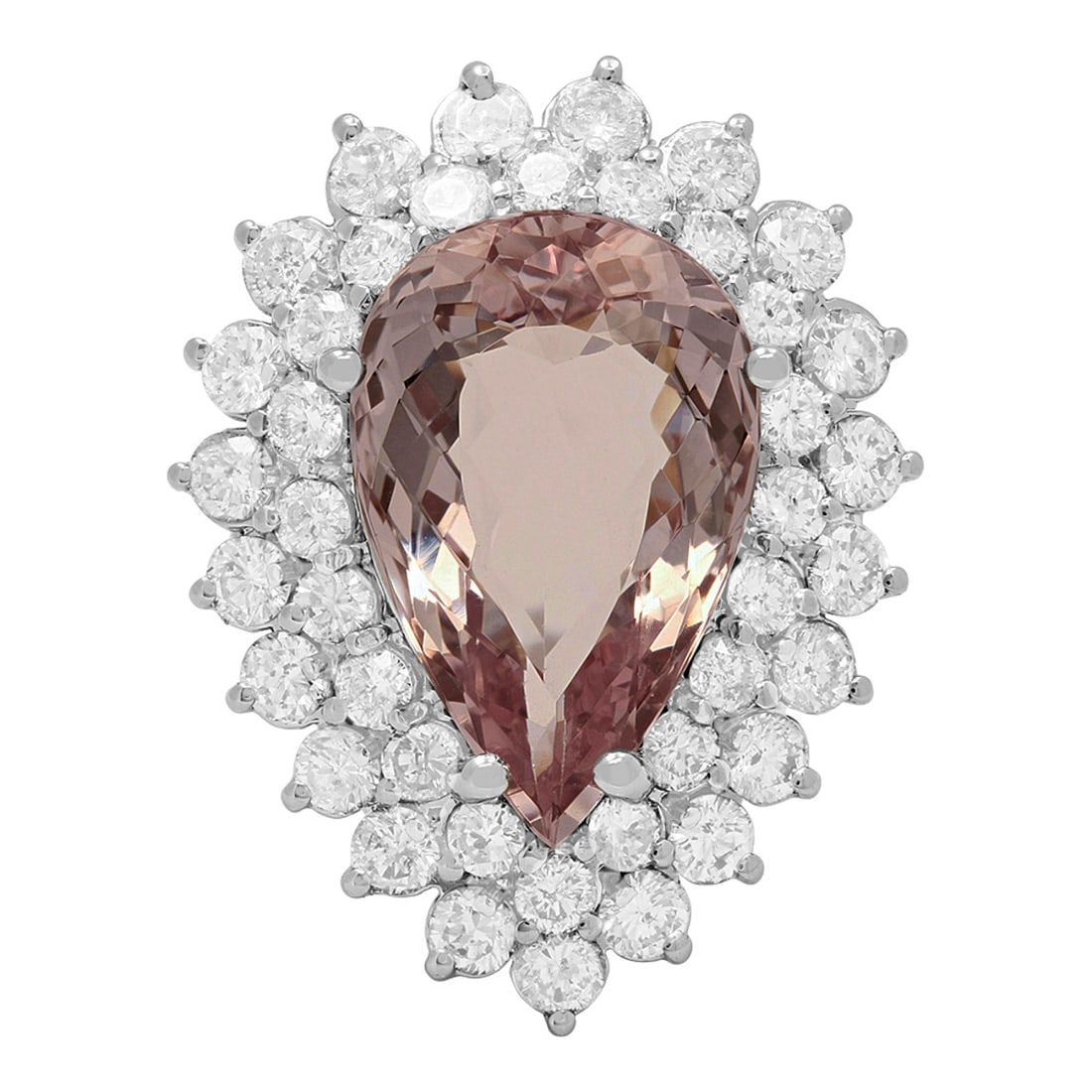 14k White Gold 7.62ct Kunzite 2.68ct Diamond Ring - 3