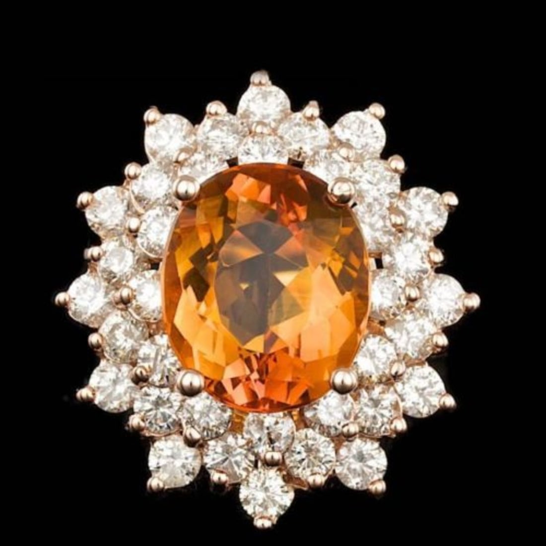 14K Rose Gold 4.61ct Citrine and 2.02ct Diamond Ring: Retail: $10,371.00 ****** 14K Rose Gold 4.61ct Citrine and 2.02ct Diamond Ring ****** Metal: 14K Rose Gold / Total Item Weight: 8.0 Grams / Country Made: United States / / Main Stone: Citrine / Color: