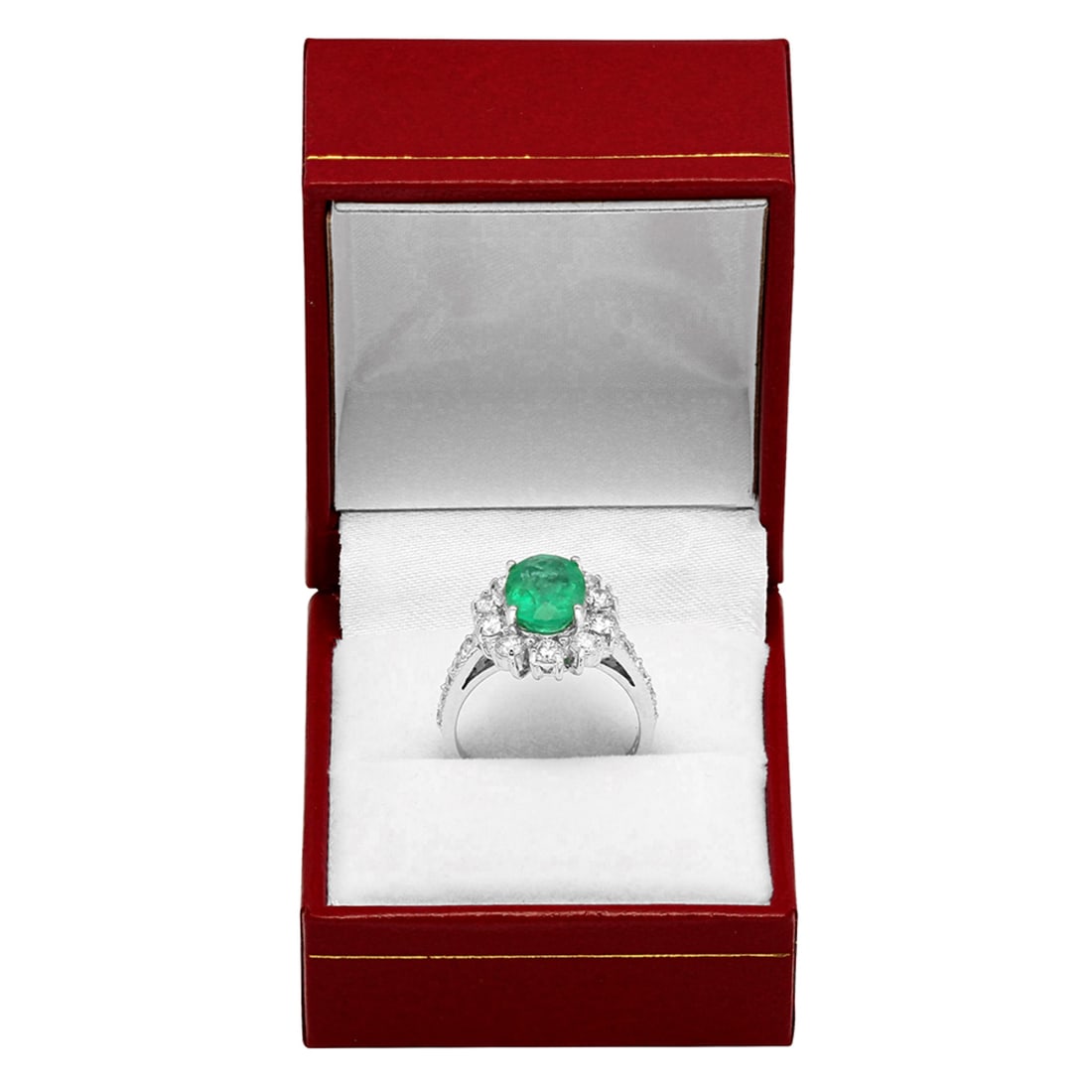 14k White Gold 1.54ct Emerald 1.43ct Diamond Ring - 3