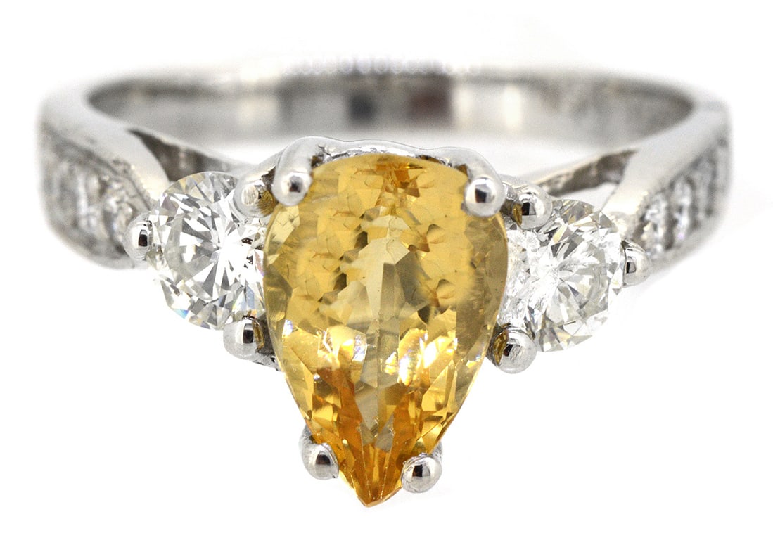 18K White Gold Ladies Ring with 1.98ct Imperial Topaz and 0.77ct tw Diamonds: Retail: $6,000.00 ****** 18K White Gold Ladies Ring with 1.98ct Imperial Topaz and 0.77ct tw Diamonds ****** Size: 6.5 / Metal: 18K White Gold / Total Item Weight: 5.9 Grams / Country Made: United