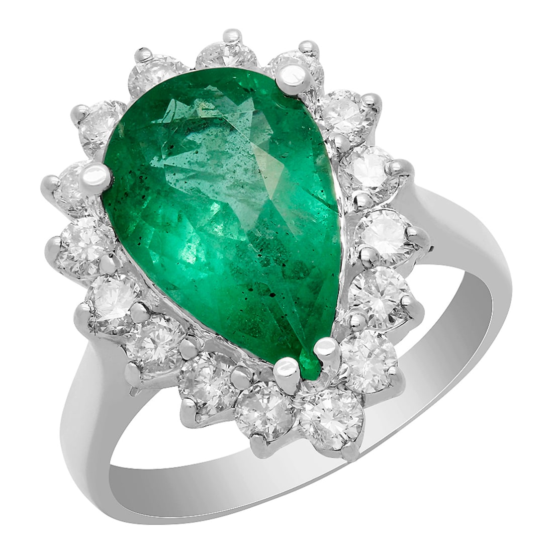 14k White Gold 3.18ct Emerald 0.93ct Diamond Ring: Retail: $8,925.00 ****** 14k White Gold 3.18ct Emerald 0.93ct Diamond Ring ****** Metal: 14K White Gold / Total Item Weight: 5.80 grams / Country Made: United States / / Main Stone: Emerald / Color: I