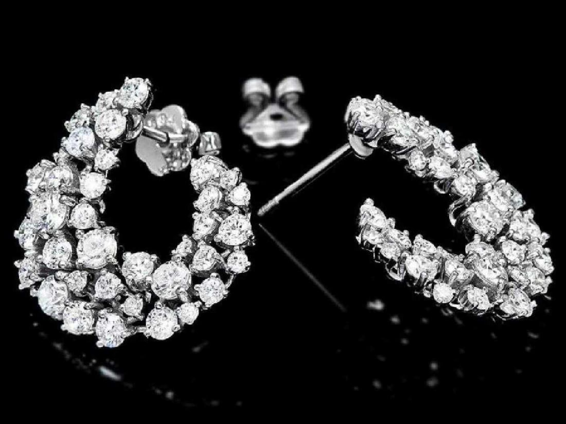 14K White Gold and 4.25ct Diamond Earrings - 2