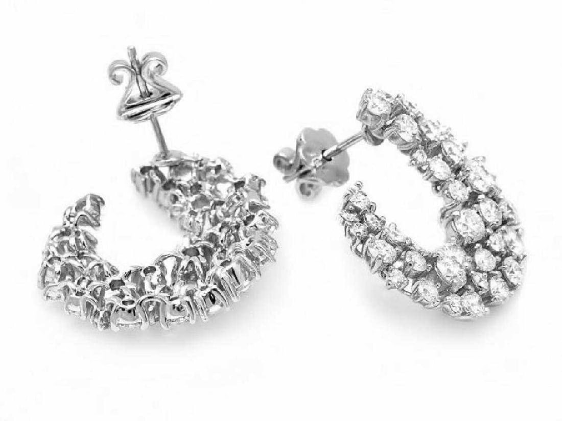 14K White Gold and 4.25ct Diamond Earrings - 3