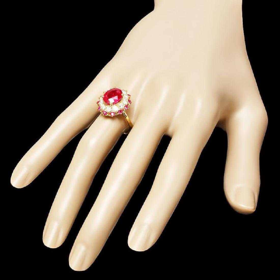 14K Yellow Gold 3.97ct Ruby and 1.14ct Diamond Ring - 3