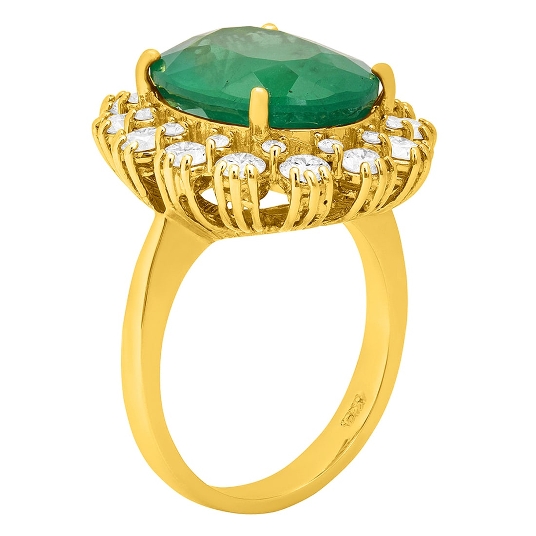 14k Yellow Gold 6.84ct Emerald 1.43ct Diamond Ring - 2
