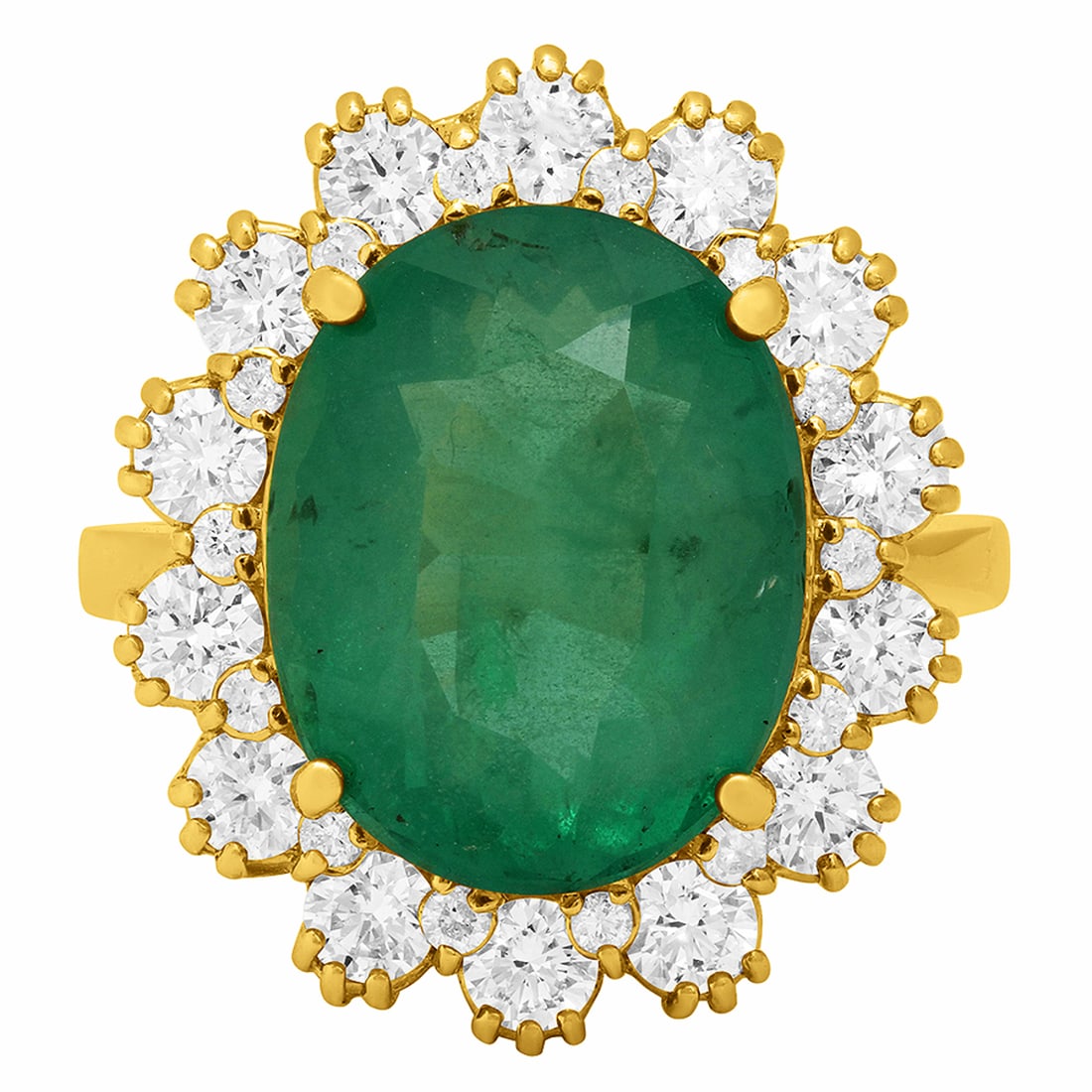 14k Yellow Gold 6.84ct Emerald 1.43ct Diamond Ring - 3