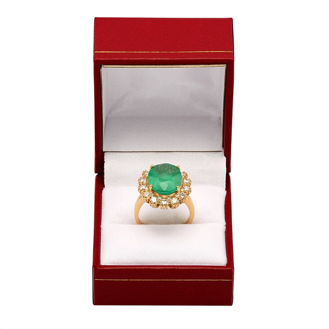 14k Yellow Gold 6.84ct Emerald 1.43ct Diamond Ring - 4