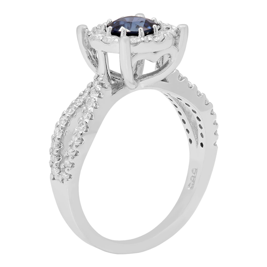 14k White Gold 1.00ct Sapphire 0.78ct Diamond Ring - 2