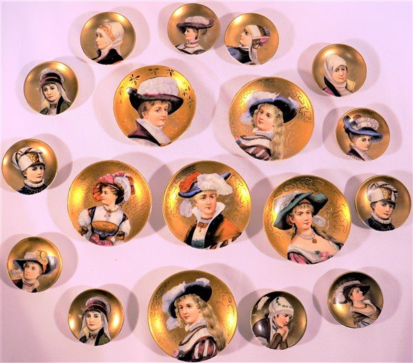 18 Miniature Porcelain Portrait Plates (1 of 9)