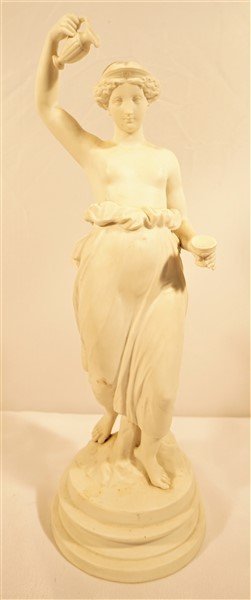 19th Century Parian Statue: Goddess, Woman, Nice detail, 12 3/4" tall