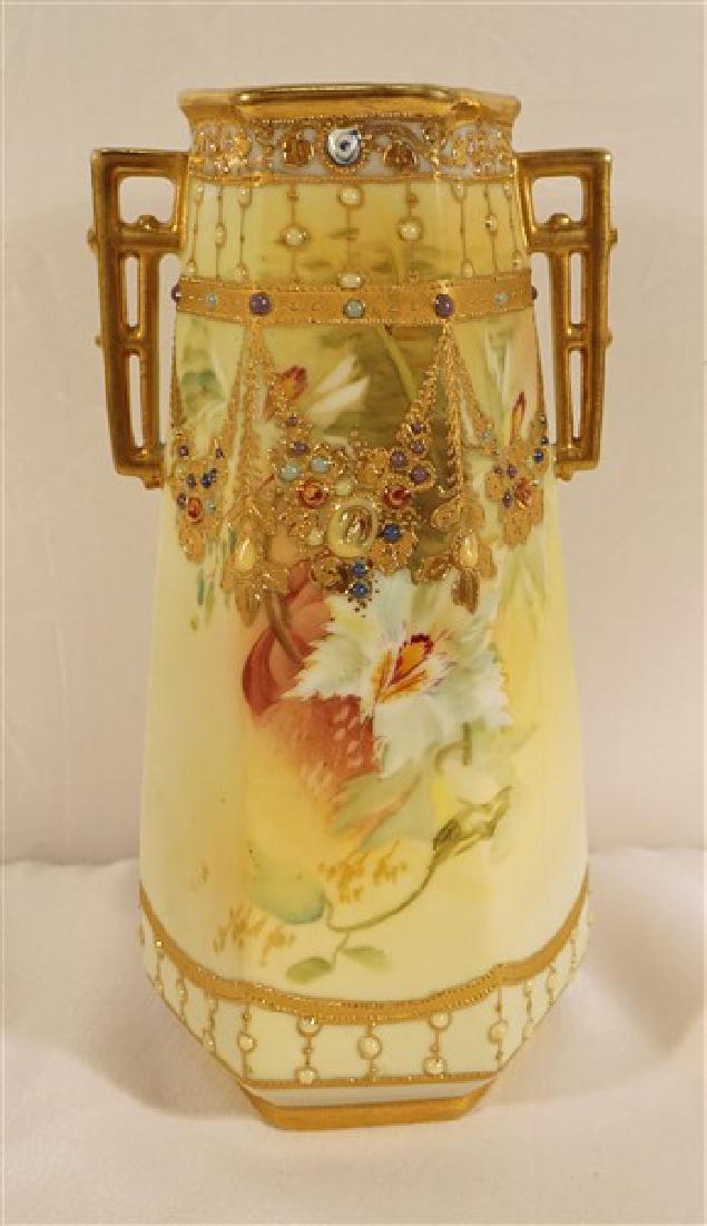 Moriage Nippon Vase: Highly decorated 7 7/8" tall