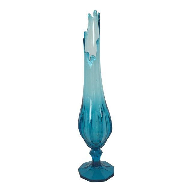 Mid-Century hand blown Blue Glass Vase (1 of 6)