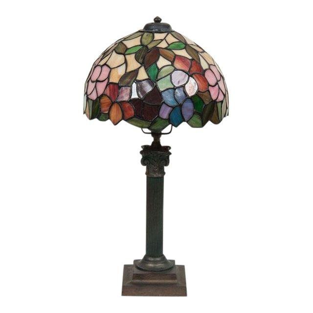 Vintage Tiffany-Style French Lamp with Handle Base (1 of 4)