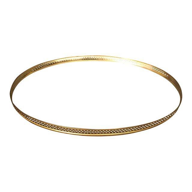 Retro Antique Style Oval Mirror Tray: New Retro Antique Style Oval Mirror Tray with brass gold frame. Velvet on thr bottom of the tray.DetailsDimensions: 10.0ʺW × 18.0ʺD × 1.5ʺHCondition: Excellent