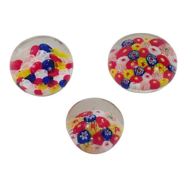 Vintage Colorful Glass Paper Weights - Set of 3 (1 of 5)