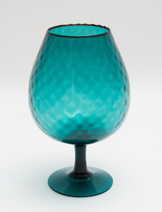 Vintage Mid Century handblown Blue Glass Vase (1 of 2)