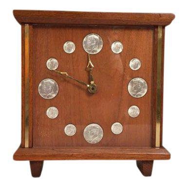 Mid-Century Teak & Brass coins Clock (1 of 7)