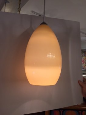 Mid Century handblown Yellow glass pendant light (1 of 2)