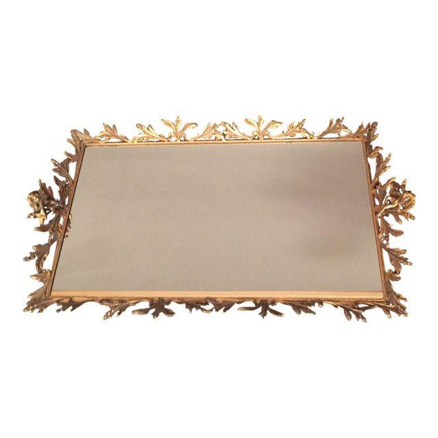 Antique French Mirror Brass Tray (1 of 5)