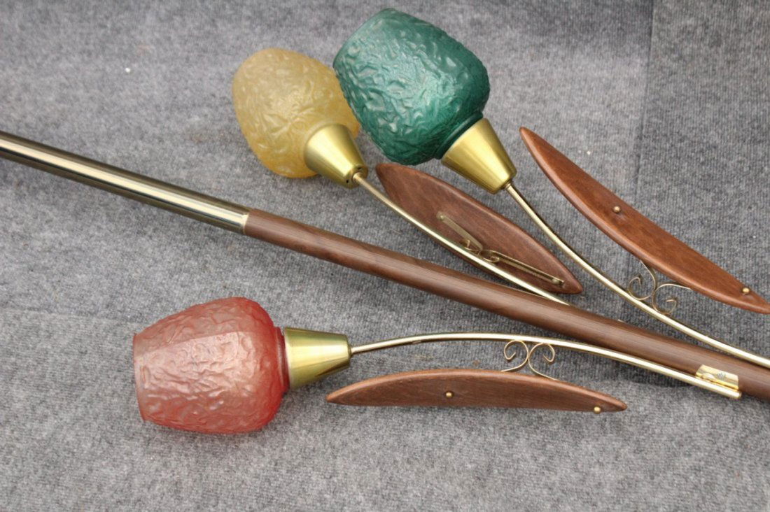 MID CENTURY FLOOR TO CEILING LAMP COLOR GLASS SHADES (1 of 4)