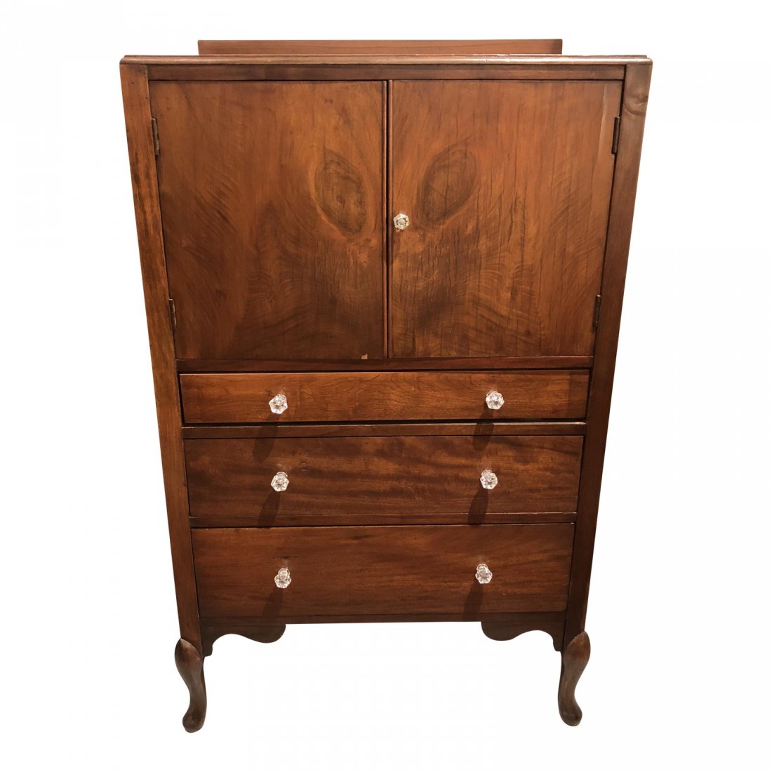 Traditional Walnut 3 Drawer Highboy Dresser/Chest (1 of 3)