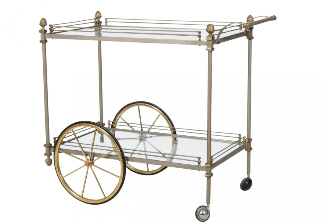 1940s Art Deco Steel and Brass Tea Cart (1 of 3)