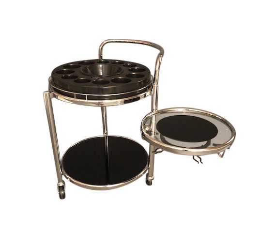 1950s Mid Century Modern Rolling Chrome and Glass (1 of 5)