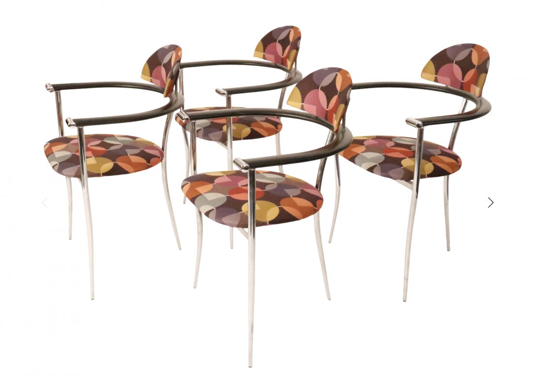Modern Italian Arrben Multi Colored Fabric Chrome Armch (1 of 4)